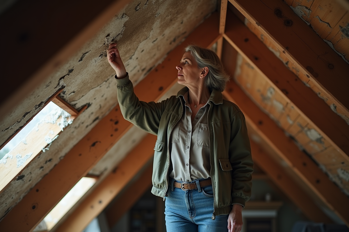 Femme examinant des traces d