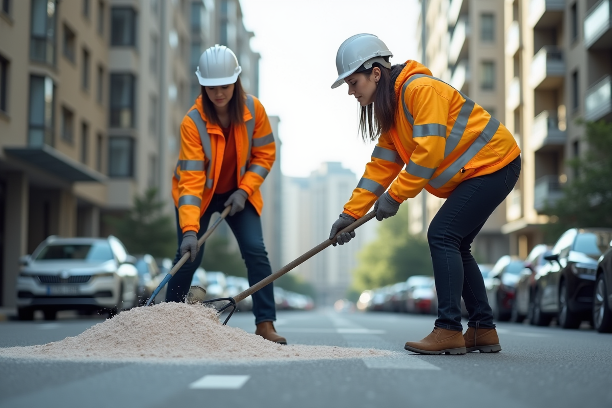 Deux ouvrières en urbanisme posant l